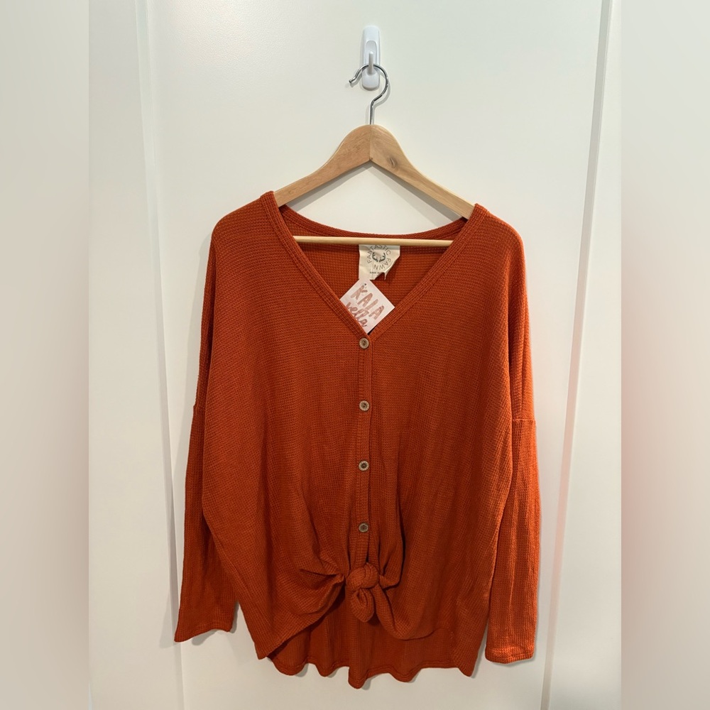 Orange Button-Up Cardigan